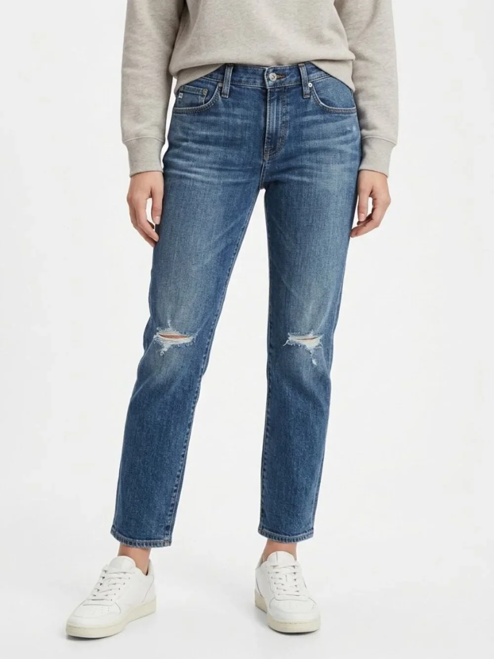 Ag Ex Boyfriend Slim Jeans 32 Med Wash Distressed Slouchy